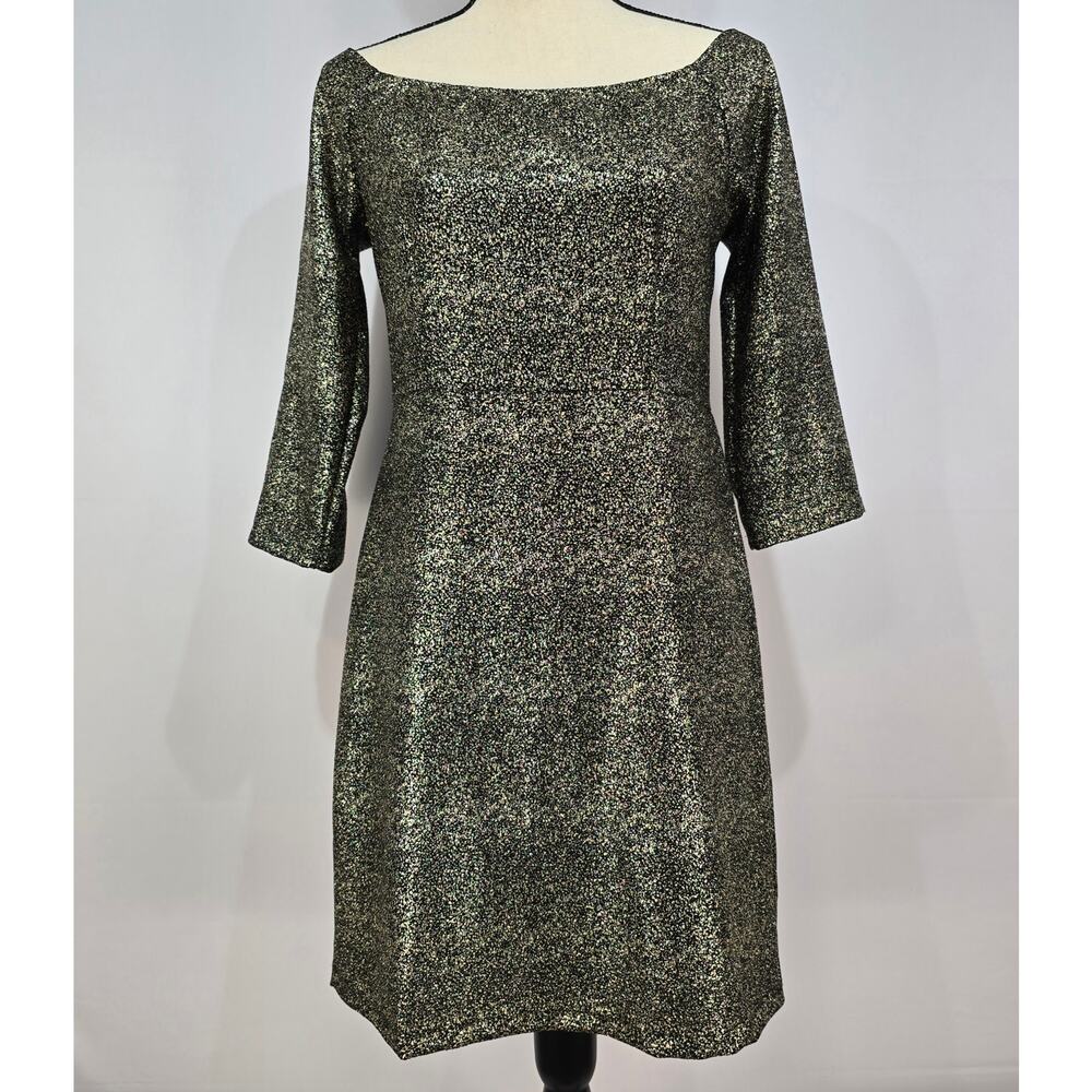 Gianni Bini GB Black Gold Speckle Off-the-Shoulder Cocktail Party Dress L